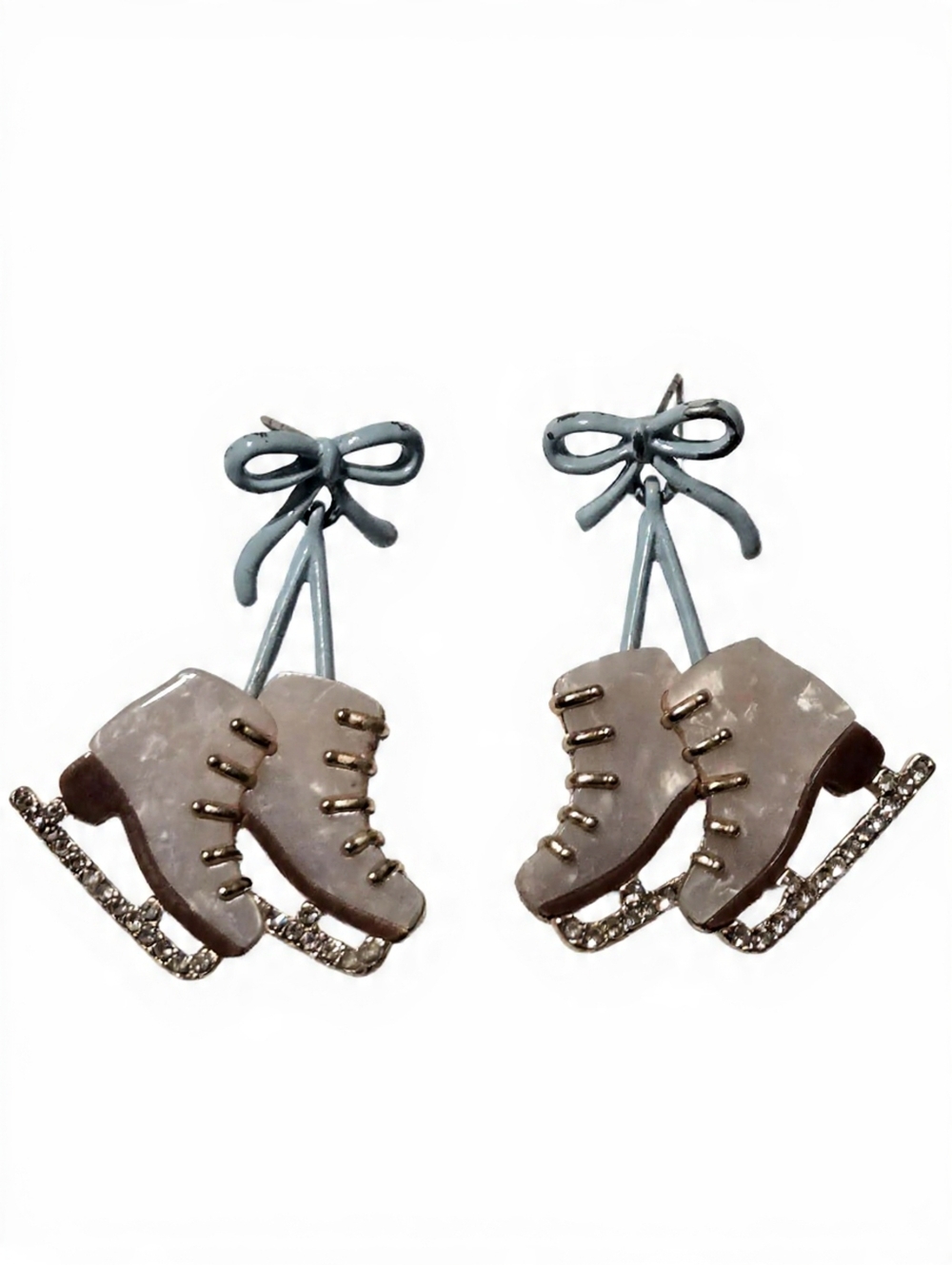 Sugarfix By Baublebar Target Ice Skate Drop Earrings Blue Bow Rhinestones 2"